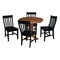International Concepts 36 in. Solid Wood Round Top Pedestal Dining Table with 4 Chairs in Distressed Oak/Black K42-36RT-23-C46-61-4 - alternate 1